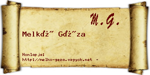 Melkó Géza névjegykártya
