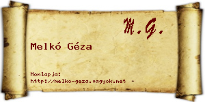 Melkó Géza névjegykártya