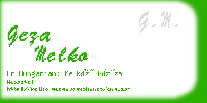 geza melko business card